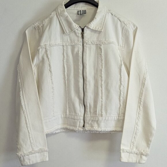 CLIO White Denim Jacket Size 8. - Picture 2 of 14
